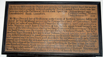 The Corbet and Peacock bequest texts in May 2008
